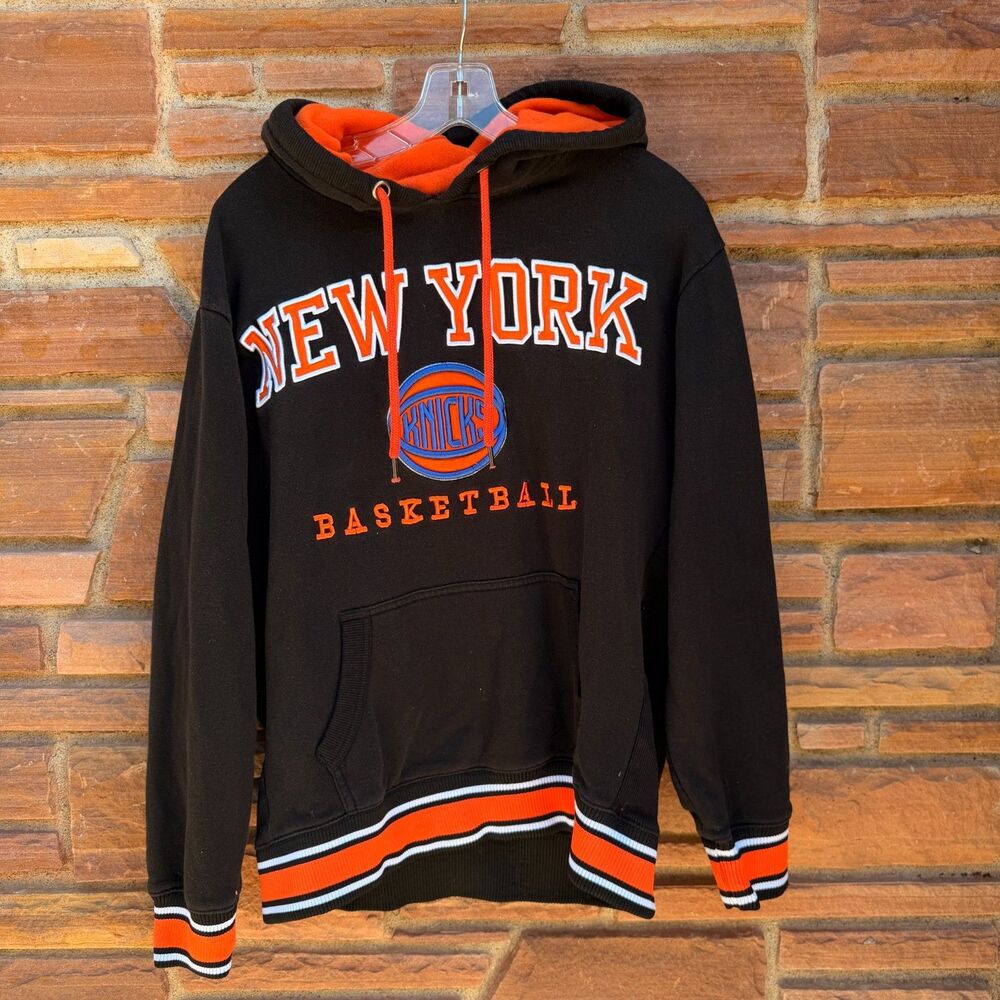 UNK NBA New York Knicks Pullover Hoodie Mens Size M Black Orange Lined